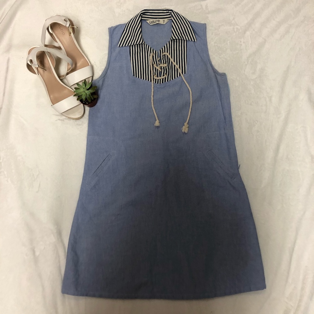CAPE COD Women's Blue Striped Dress SZ 7